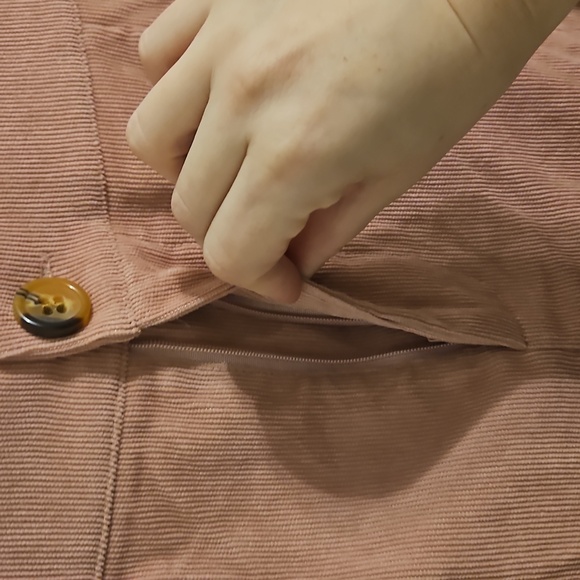 Allegra K Pink Corduroy Midi Skirt with Pockets and No Belt.  NWT - Picture 3 of 7